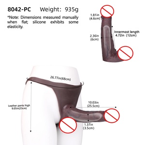 FAAK Large Silicone Thong Hollow <b>Dildo</b> Black Color Strap on Penis Sleeve Panties Cock Enlarger Extender Adult Sex Toys for Men - Product Image 6