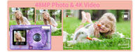 Appareil photo numérique DC06T 4K à double écran avec autofocus CMOS, zoom optique 18x, flash LED et matériau transparent ABS