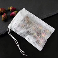 Sachets de thé biodégradables en fibre de maïs avec logo personnalisé, filtre à infusion jetable, résistants à la chaleur, sans danger pour les aliments, avec cordon de serrage