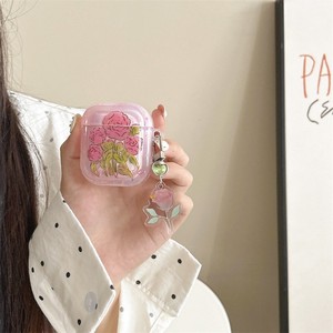 Funda para auriculares inalámbricos AirPods de 3.ª generación/Pro 2, estilo INS, con diseño de rosa rosa, anticaídas - Product Image 3