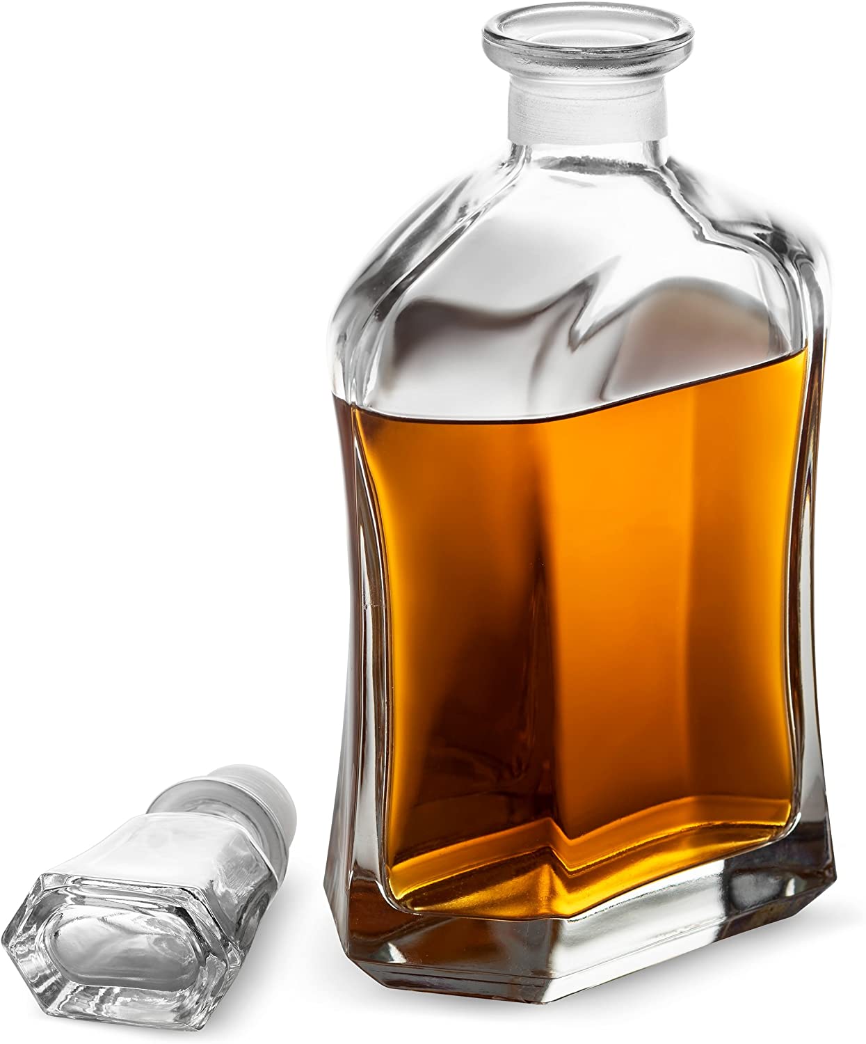 Glass Decanter with Airtight Geometric Stopper Whiskey Decanter