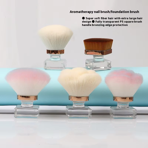 Brosse de nettoyage pour poussière d'ongles, manche transparent en acrylique, poils en nylon doux, pour poudre de maquillage et fond de teint, outil cosmétique de beauté - Product Image 2
