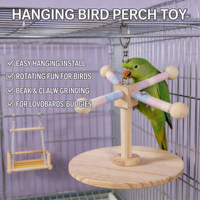Perchoir Rotatif Éolienne CT pour Perroquet – Jouet Écologique en Bois Durable pour Cage à Oiseaux, Stimule la Stimulation Mentale, l'Interaction et la Mastication du Bec
