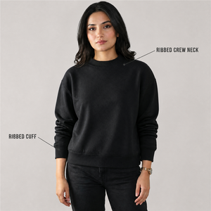 Sudadera Unisex Negra de Cuello Redondo, Corte Regular, Tejida, 100% Algodón, Color Sólido, Estilo Casual para Otoño - Product Image 3