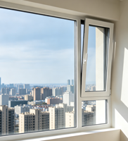 Ventana Abatible Moderna de Aluminio con Rotura de Puente Térmico, Vidrio Doble Aislante y Resistente al Agua para Edificios y Villas