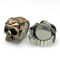 Bijoux de mode en gros, bague-montre en métal avec design de crâne pour hommes et femmes