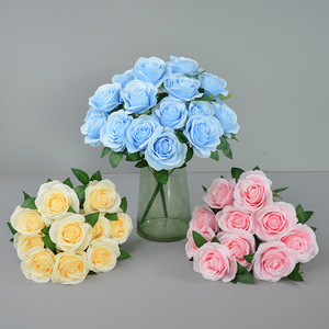 Ramo de Rosas de Seda Dongchen Crafts, 10 Cabezas, 10 cm de Diámetro, Decoración para Bodas, Accesorios de Fotografía, Decoración del Hogar - Product Image 1