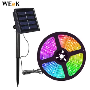 Metros Solat Alimentado IP65 5 À Prova D' Água 2835 Tira Luzes LED Branco Quente Luz Do Dia Branco Cor RGB com Painel Solar para jardim