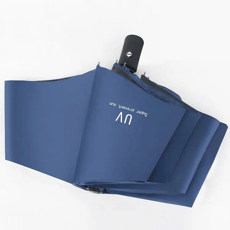 مظلة حماية UV بشعار مخصص بدون حد أدنى وهدايا ترويجية شمسية مظلات مطر مطبوعة بثلاثة طيات مظلات شمسية