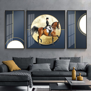 Salon décoratif peinture lumière luxe cristal porcelaine peinture atmosphérique créatif <span class=keywords><strong>triptyque</strong></span> canapé fond mur - Product Image 4