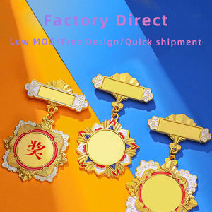 卸売カスタム昇華金属ゴールデンブランク名ブローチラペルピンID名誉バッジのメダル - Product Image 5