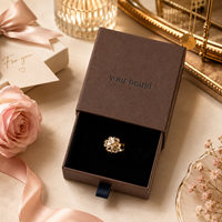 Boîte à bijoux de luxe personnalisée en matériaux recyclés écologiques, gaufrée, pailletée et bronzée, rigide, robuste, faite à la main, style tiroir pour bagues