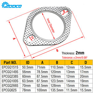 ADDCO - EPMAN Universal 51mm 56mm 60mm 63mm 70mm 78mm Hochtemperatur-Turbolader-Abgas dichtung 2-Loch-Reparaturflansch EPCGQ238S usw. - Product Image 3