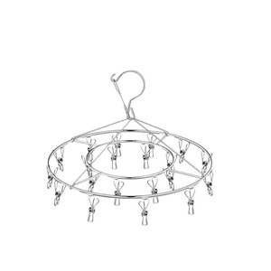 Stainless Steel Sock Rack Round 20 <b>Clips</b> Single Layer Drying Rack For Adults - Product Image 5