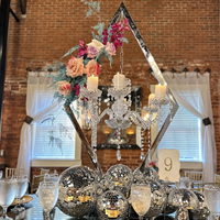 Grand Chandelier en Fer Doré, Acrylique et Métal avec Cristaux, Support de Bougies pour Centre de Table, Décoration Florale pour Salle de Mariage et Maison