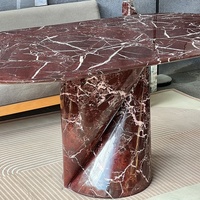 Table de salle à manger ovale de luxe en marbre rouge Levanto, marbre moderne de bonne qualité pour table de salle à manger de base, designs pour salle à manger