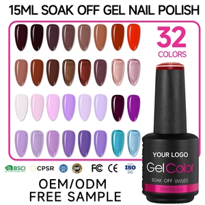 Fournitures professionnelles pour ongles OEM, vente en gros personnalisée, peinture à ongles sans HEMA ni TPO, 15 ml, 32 couleurs, vernis à ongles en gel pour salon - Product Image 1