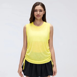 Débardeur de yoga <span class=keywords><strong>sans</strong></span> manches à séchage rapide pour femme, en fil slub léger, coupe ample, idéal pour la course et le fitness estival - Product Image 5