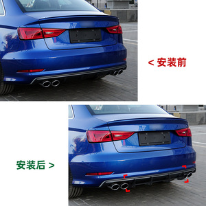 สปอยเลอร์กันชนหลัง Audi S3 8V Sedan สีดำ วัสดุ PP ชุดแต่งดิฟฟิวเซอร์หลัง - Product Image 4