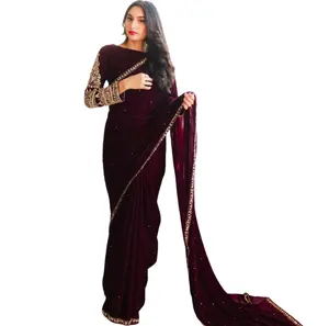 Il nuovo filo di lancio funziona con la collezione di sari di camicetta ricamata con bordo in pizzo dall'esportatore indiano prezzo all'ingrosso