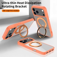 Étui de téléphone magnétique orange pour 17 Pro avec support rotatif, coque arrière de luxe antichoc pour mobile