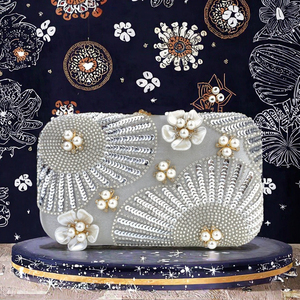 Women Fashion Classic Elegant Beaded Chain Shoulder Clutch Evening Wedding <b>Handbag</b> Colorful Rhinestone Glitter <b>Sequin</b> Flower - Product Image 3