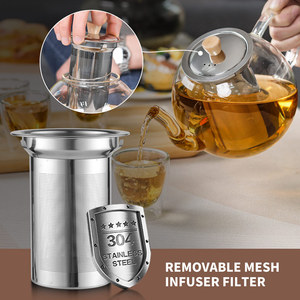 Bán Hàng nóng kính ấm trà Stovetop 36 oz, Borosilicate rõ ràng Tea Kettle với có thể tháo rời 18/8 thép không gỉ <span class=keywords><strong>Infuser</strong></span> - Product Image 2