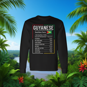 T-shirt à manches longues avec informations nutritionnelles de la Guyane, design Guyana Pride - Product Image 3