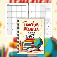 Buku Planner Guru Spiral yang Dapat Disesuaikan, Planner Bergaya dengan Jilid Spiral Ganda untuk Pengaturan Waktu dan Pencapaian Tujuan