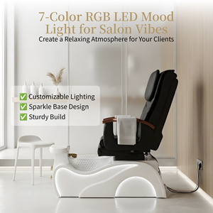 Fauteuil de pédicure de luxe en céramique et verre, 4 ensembles, massage par pétrissage, bande LED de base, vente directe usine, couleur personnalisable, professionnel - Product Image 3