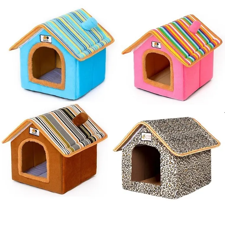 Felt plegable portátil para mascotas, casa para perros y gatos, tamaño pequeño, para interiores, venta al por mayor