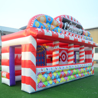 Promotion Exceptionnelle : Jeux Gonflables Extérieurs pour Fêtes, 4 en 1 Personnalisés, Stand de Foire Amusante Gonflable, Kiosque de Jeux de Carnaval pour Enfants