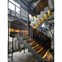Plaques d'escalier double face en acier inoxydable brossé, pour installation de marches flottantes, supports cachés pour escaliers