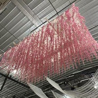 Guirlande florale artificielle M902 rose et blanche, lustre suspendu pour mariage, longue draperie de fleurs de glycine, décoration de plafond en forme d'anneau