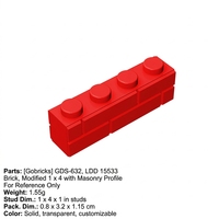 Gobricks Vente en Gros Pièces Détachées MOC GDS-632 Brique Spéciale 1x4 avec Profil Brique Murale LDD 15533 Tuiles Murales Grille 1x4