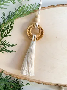Ornamento de ratán con borla hecho a mano, ornamento de Navidad bohemio, artículos decorativos, el mejor para decoración del hogar - Product Image 5