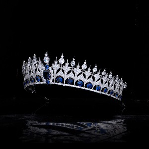 Tiara di Lusso a Punta a Spirale Blu Reale con Taglio a Cuscino per Donne e Ragazze, in Argento con Zirconi e Strass, Elegante per Matrimoni, Quinceañera e Concorsi di Bellezza - Product Image 2