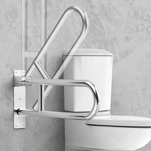 Tường gắn kết thép không gỉ gấp hình chữ U lan can chải nhà vệ sinh an toàn xử lý tay vịn cho phòng tắm tàn tật lấy thanh - Product Image 2