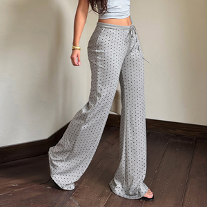Pantalon long confortable en maille légère, avec cordon élastique, imprimé à pois, extensible, pour le sport et les loisirs - Product Image 4