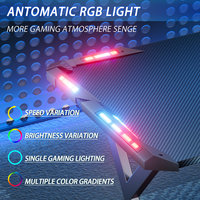 Escritorio para Computadora con Patas en Forma de Y AJUNION, Superficie de Fibra de Carbono, Escritorio para Oficina en Casa o para Gamers con Luces LED, Portavasos y Gancho para Auriculares