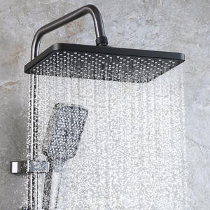 Venta al por mayor atmósfera pistola <span class=keywords><strong>de</strong></span> luz gris baño Piano pantalla Digital <span class=keywords><strong>grifo</strong></span> <span class=keywords><strong>ducha</strong></span> lluvia 4 Funciones Sistema Conjunto - Product Image 3