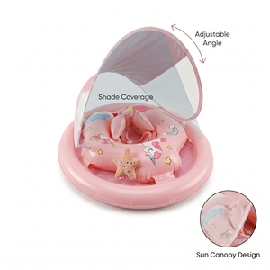 Flotador Inflable para Bebé con Toldo, Asiento <span class=keywords><strong>de</strong></span> Anillo <span class=keywords><strong>de</strong></span> Natación para Bebés, Doble Cámara <span class=keywords><strong>de</strong></span> Aire - Product Image 2