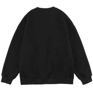 Sudadera Oversize de Cuello Redondo con Parches de Mezclilla Gris, Unisex, Casual, de Punto, Manga Larga para Otoño - Product Image 4