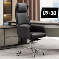 Chaise de luxe légère pour patron Chaise de direction en cuir véritable Chaise de bureau d'affaires sédentaire confortable