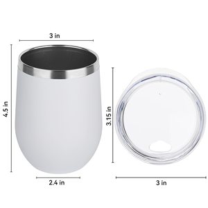 Vaso aislado al vacío de doble pared de acero inoxidable de 12oz, tapas de vaso, pajitas, copa de vino sin tallo para café, té, bebidas calientes seguras - Product Image 1