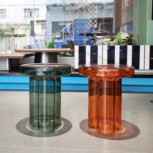 طاولة قهوة زجاجية عصرية عالية الجودة، طاولة دائرية منفوخة يدويًا بتصميم فني، طاولة جانبية وبسيطة للركن في غرفة المعيشة - Product Image 4