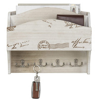 Étagère murale blanche, porte-clés d'entrée, patère murale, étagère flottante en bois, étagère de rangement murale
