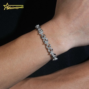 Hip Hop Takı Rapçi Sonsuzluk Buzlu Küba Haçı 8mm Mozanit Elmas 925 Ayar Gümüş Bileklik - Product Image 6