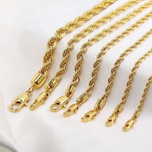 3mm 4mm 5mm 남녀공용 스테인리스 스틸 18K PVD 골드 도금 팔찌 두꺼운 끈형 트위스트 힙합 주얼리 로프 체인 목걸이 - Product Image 6