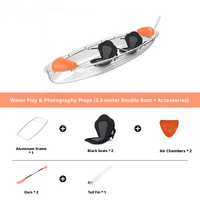 Vente en gros de canoë-kayak transparent en polycarbonate, conception monobloc, service de découpe, idéal pour le tourisme aquatique sur les rivières et les lacs.